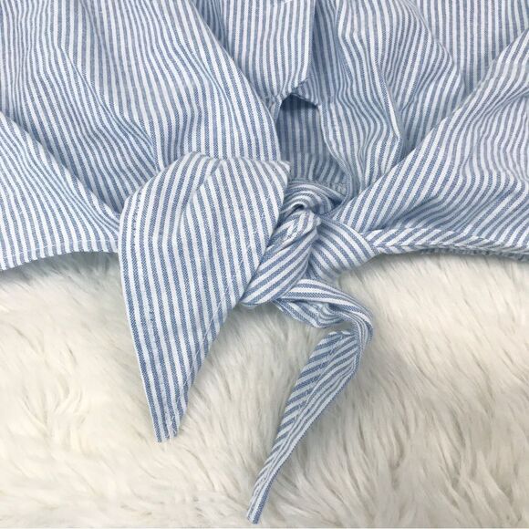 VINTAGE‎ Deadstock 80s 90s Cropped Button Down Shirt Tie Waist Boxy Size XL New - Picture 8 of 12